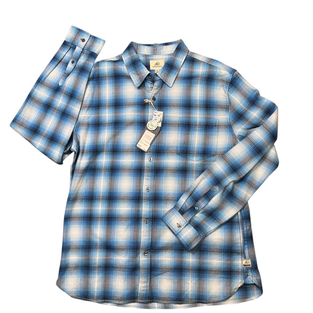 Men's Blue Plaid Button-Up Shirt - Classic Long Sleeve